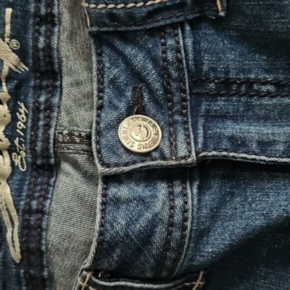 Seven7 Jeans Women's Size 14 (32x26) Blue Slim Boot Embroidered Pockets - Picture 12 of 16